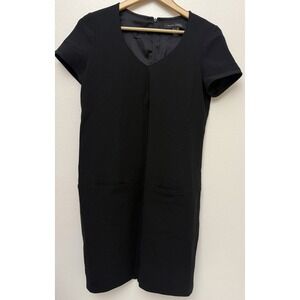 Ralph Lauren Black Label Wool Black V-Neck Dress Pockets Lined Women's 8‎ Career